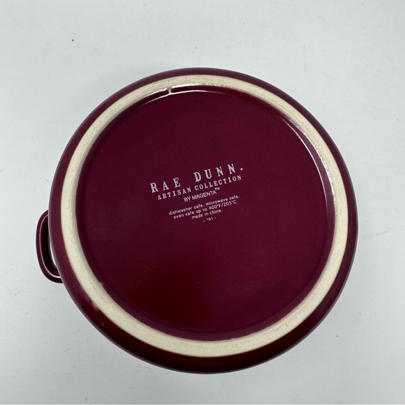 Rae Dunn Gobble Souffle Casserole Soup Bowl Burgundy Maroon 6 inch Two Handles - Picture 6 of 10